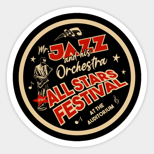 Vintage Retro Jazz Age Poster Sticker by jazzworldquest